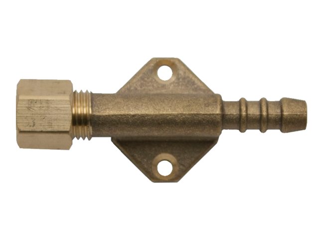Muurplaat messing met 8mm knel x 8mm slangpilaar