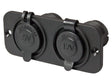 Dubbel flush frame zwart met USB 2.4A en 12V stopcontact