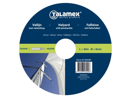 Vallijn met valsluiting wit/blauw 12mm 36m