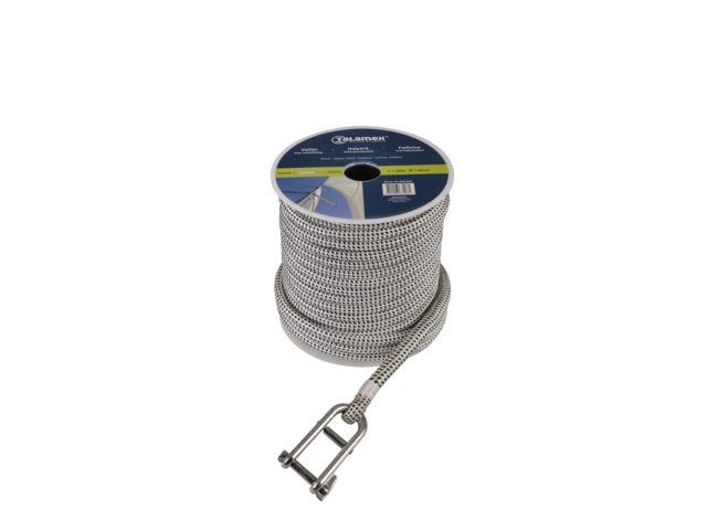 Vallijn met valsluiting wit/zwart 8mm 30m