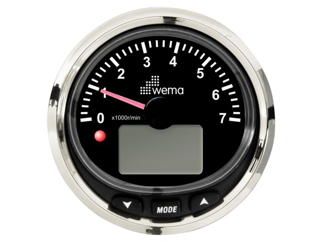 Silver serie toerenteller 7000 rpm NMEA2000 wit