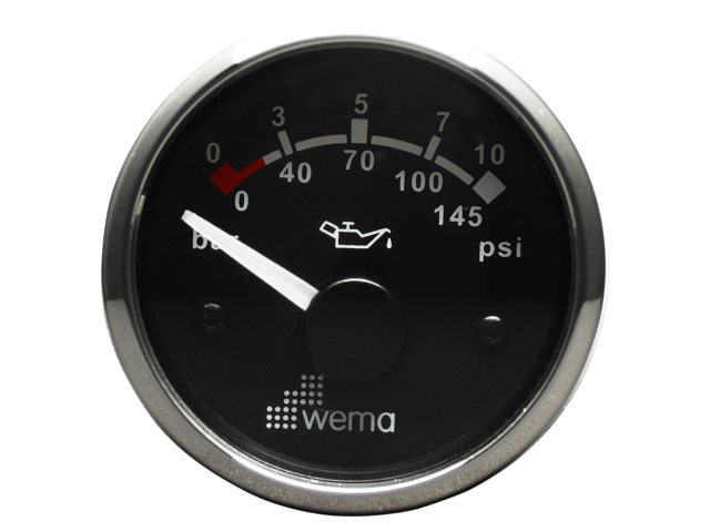 Silver serie oliedruk meter zwart 10bar