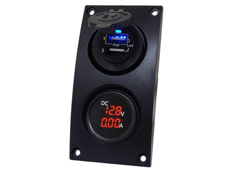 Curved add-on paneel dubbel USB &amp; Volt/ampere meter