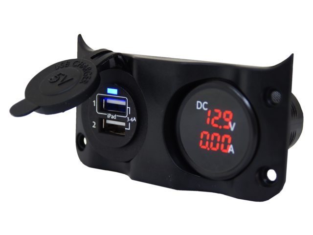 Wave add-on paneel dubbel USB &amp; Volt/ampere meter