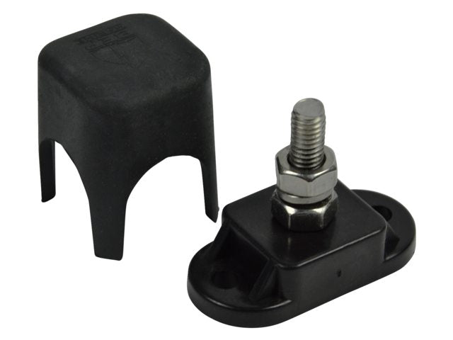 Vermogensklem 6mm stud zwart