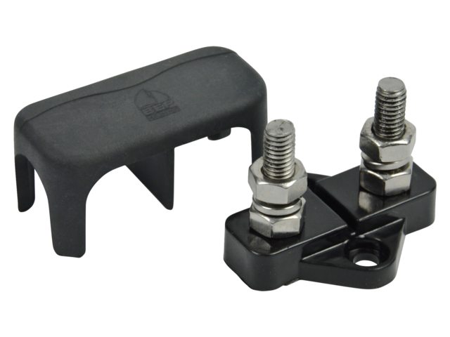 Vermogensklem 2x6mm stud zwart