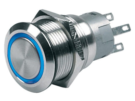 Schakelaar push-button on/off 24V blauw