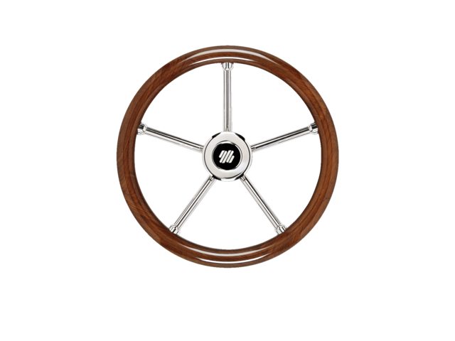 V30 stuurwiel mahonie/rvs 5-spaaks 350mm