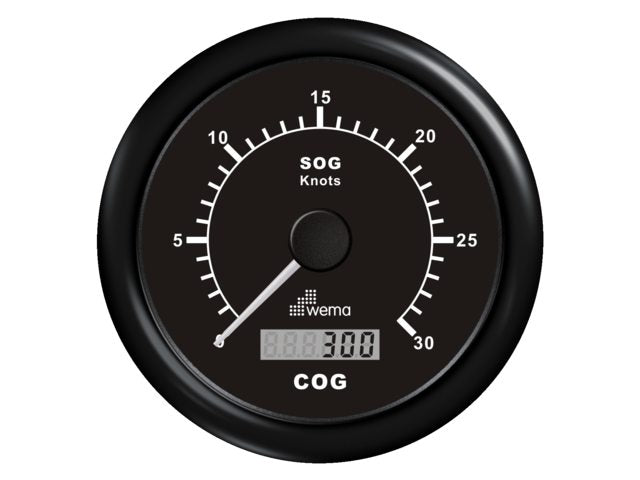GPS speedometer 0-30 kn zwart incl. antenne