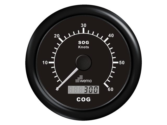 GPS speedometer 0-60 kn zwart incl. antenne