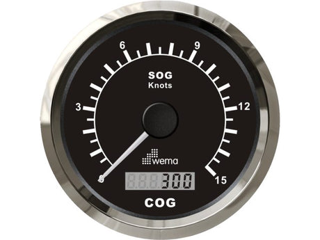 Silver serie GPS speedometer 0-15 kn zwart incl. antenne