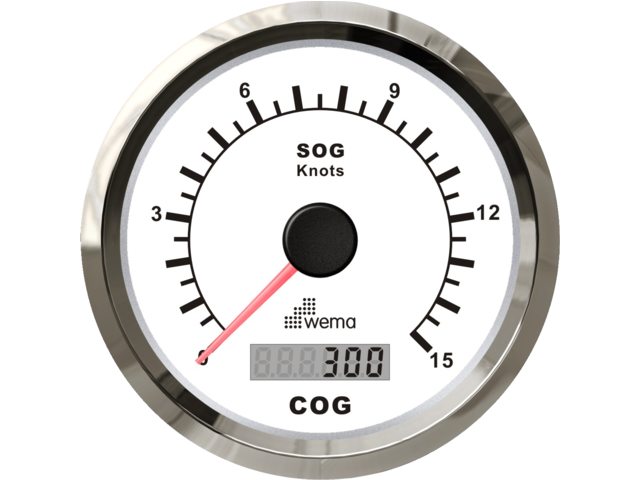 Silver serie GPS speedometer 0-15 kn wit incl. antenne