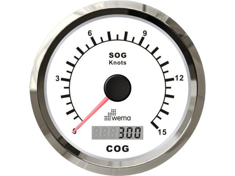 Silver serie GPS speedometer 0-15 kn wit incl. antenne