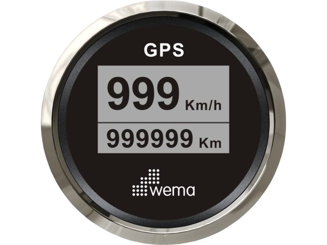 Silver serie GPS speedometer digitaal 52mm zwart