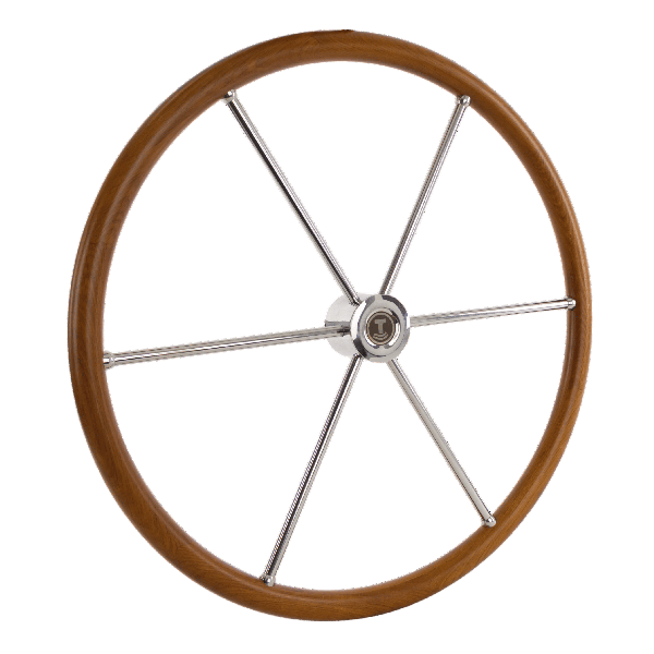 Talamex teak/rvs stuurwiel 6-spaaks 600 mm