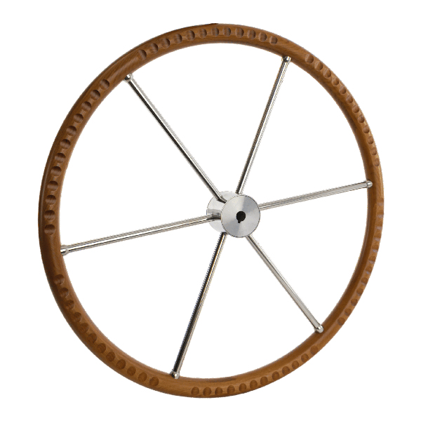 Talamex teak/rvs stuurwiel 6-spaaks 600 mm