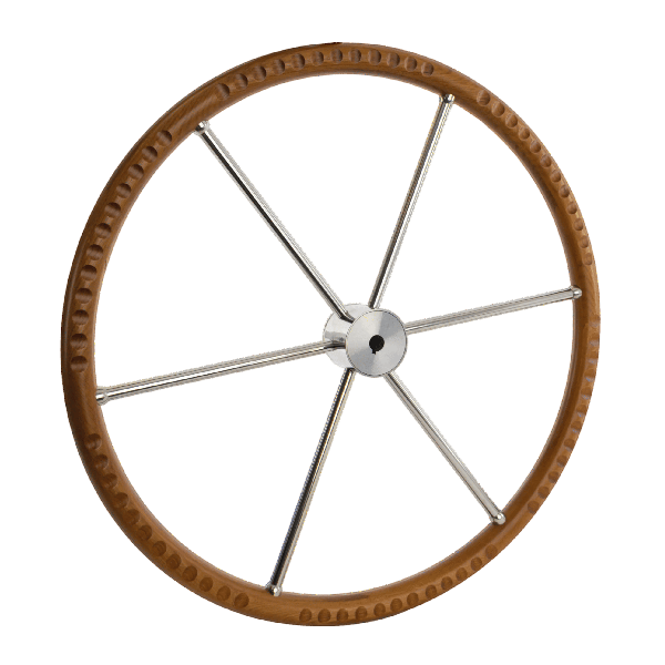 Talamex stuurwiel teak/rvs 6-spaaks 500 mm