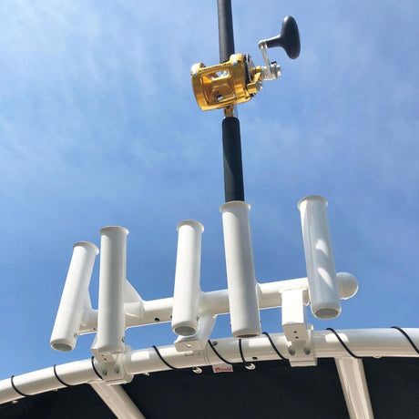 Fishmaster support de canne T-Top 5 fois blanc pour tubes de 4,83 cm (1,9") 90