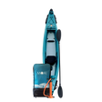 MOAI Kanaloa 1P inhoud verpakking met turquoise kajak, peddel, pomp en draagtas