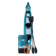 MOAI Kanaloa 2P inhoud verpakking met turquoise kajak, peddels, pomp en draagtas