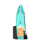 MOAI LITE 10’ inhoud verpakking met turquoise supboard, zwarte peddel en draagtas