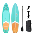 MOAI LITE 10’ inhoud verpakking met turquoise SUP-board, peddel, pomp, vin en draagtas