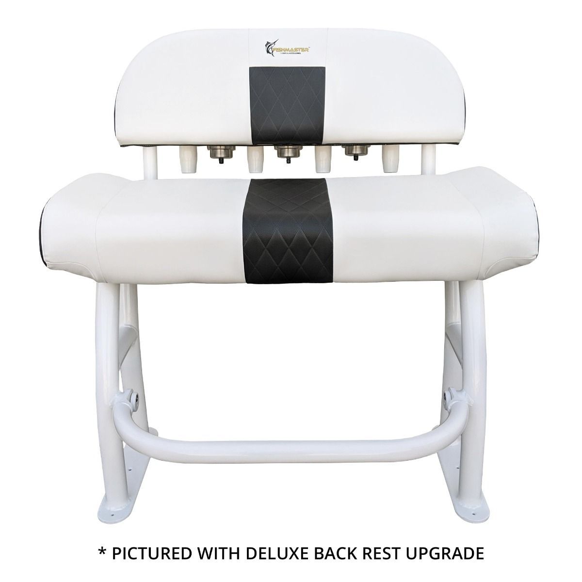 Fishmaster Pro Leaning Post white with backrest and white upholstery