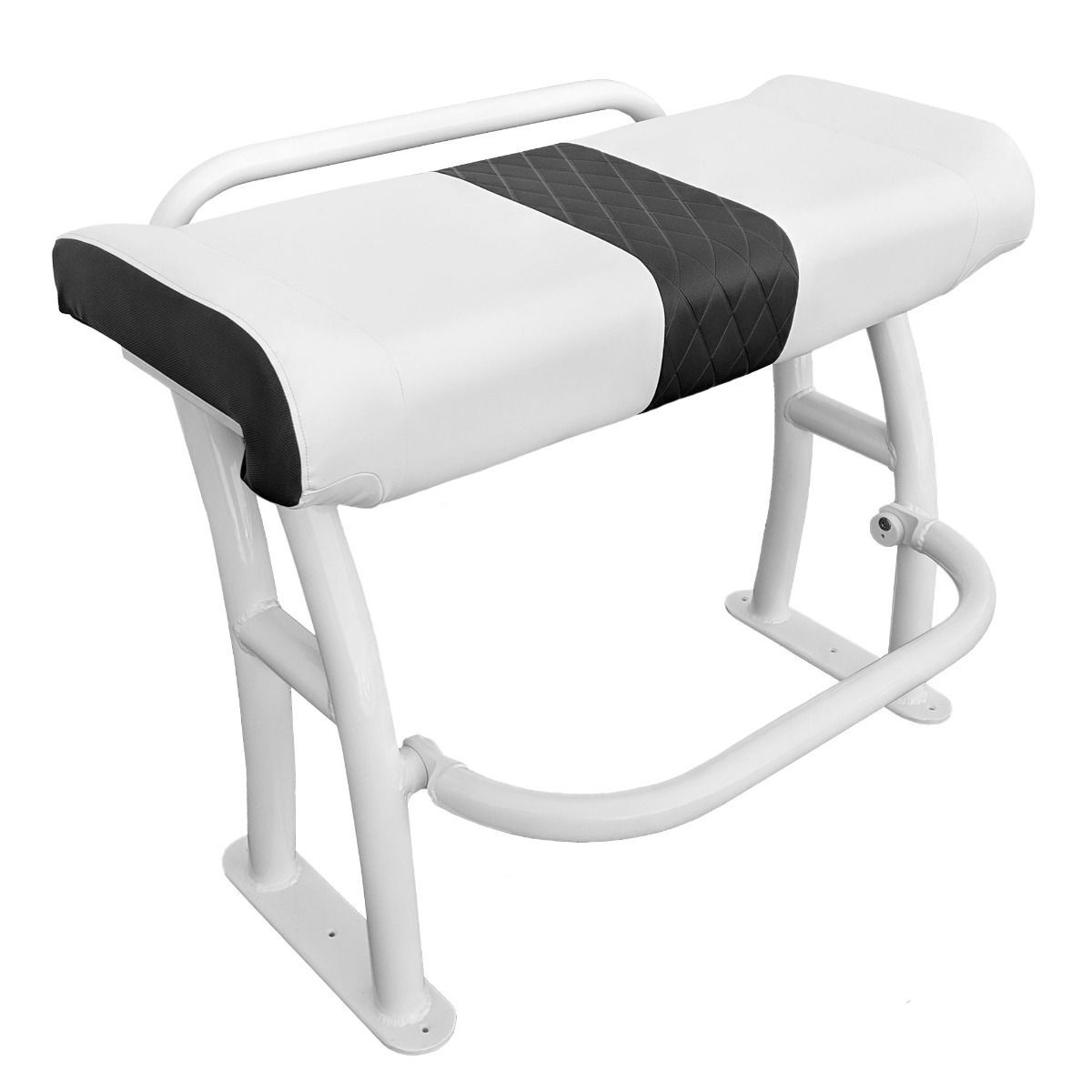 Fishmaster Pro Leaning Post white with grab bar and white seat