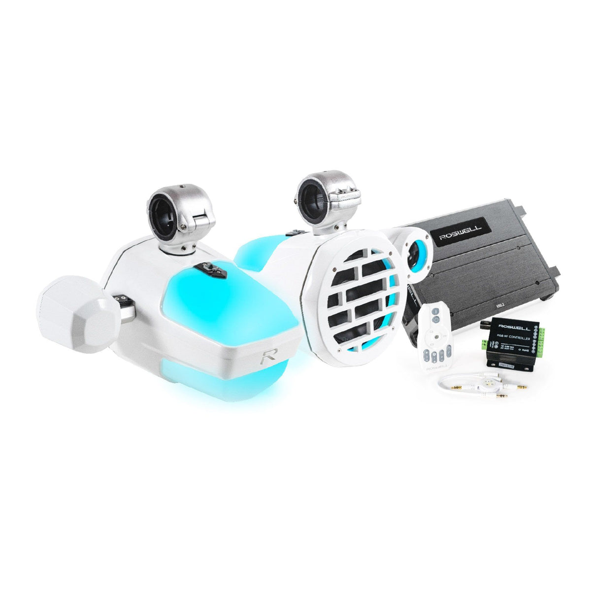 Roswell R1 Pro Tower Speaker Package Black – with RGB LED and amplifier